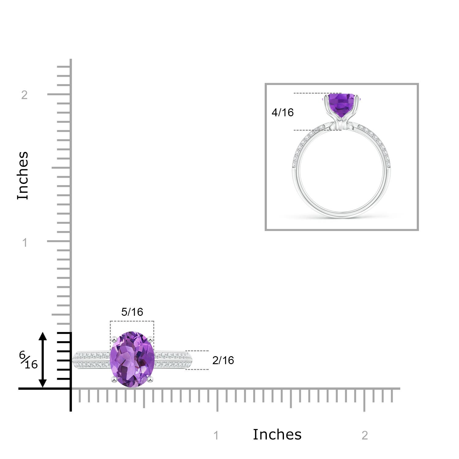 AA - Amethyst / 2.5 CT / 14 KT White Gold