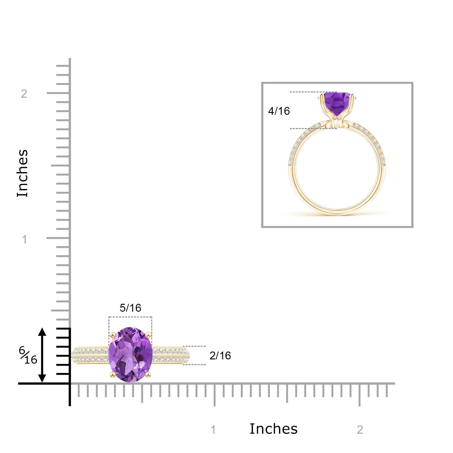 AA - Amethyst / 2.5 CT / 14 KT Yellow Gold