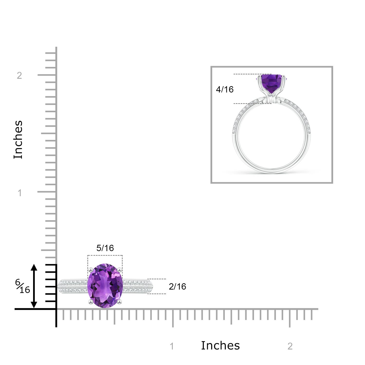 AAA - Amethyst / 2.5 CT / 14 KT White Gold