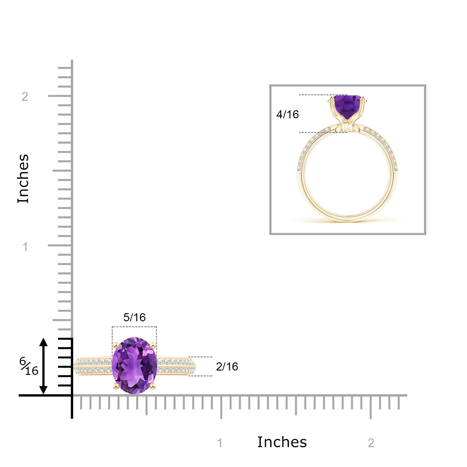 AAA - Amethyst / 2.5 CT / 14 KT Yellow Gold