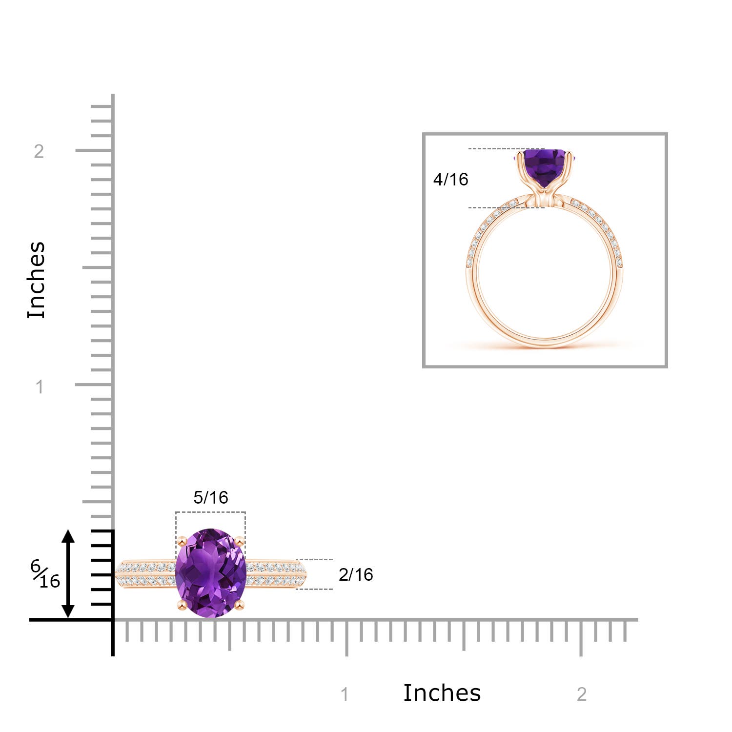 AAAA - Amethyst / 2.5 CT / 14 KT Rose Gold