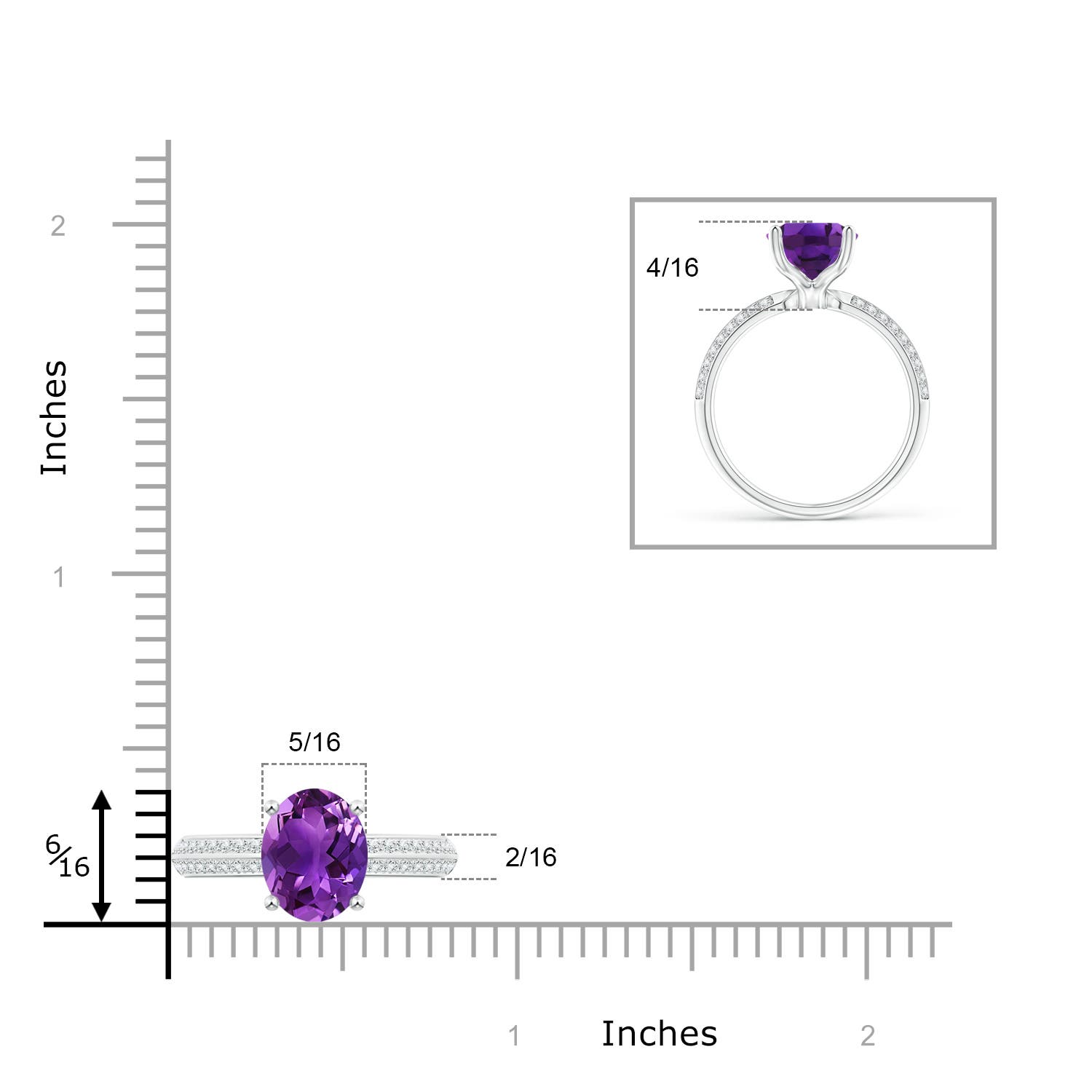 AAAA - Amethyst / 2.5 CT / 14 KT White Gold