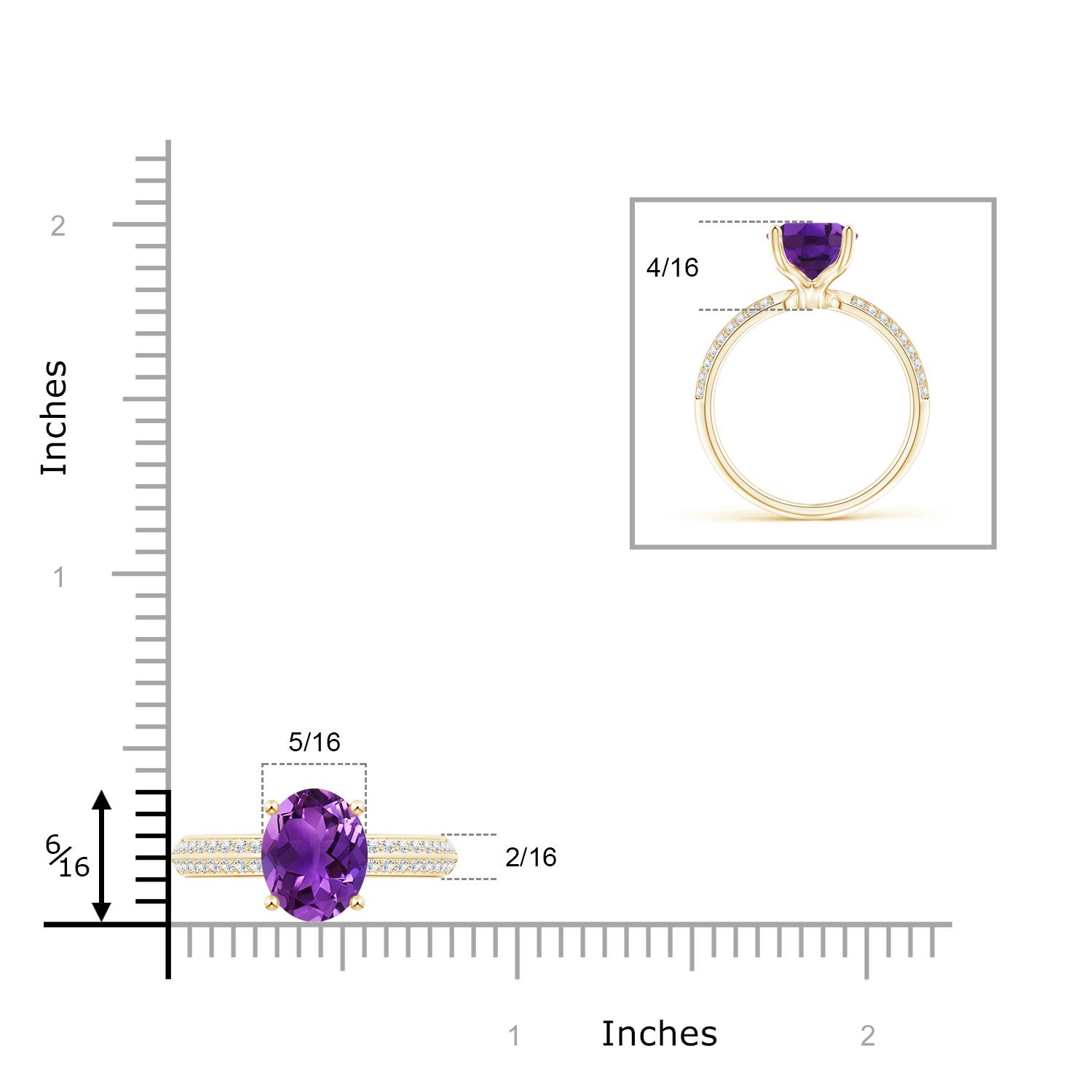 AAAA - Amethyst / 2.5 CT / 14 KT Yellow Gold