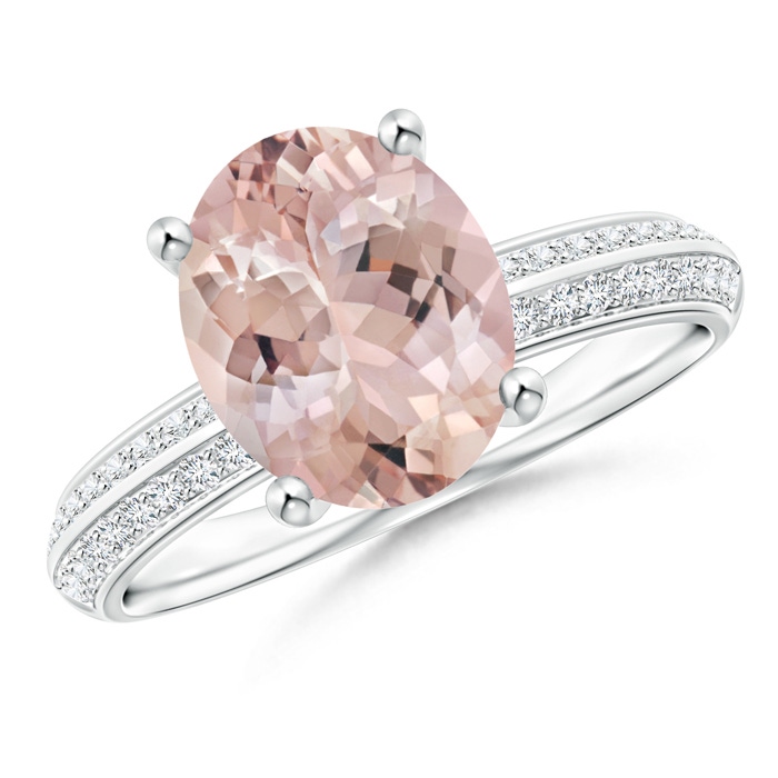 10x8mm AA Classic Oval Morganite Knife Edge Ring in P950 Platinum 