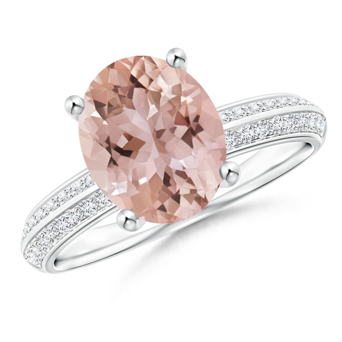10x8mm AAA Classic Oval Morganite Knife Edge Ring in P950 Platinum 