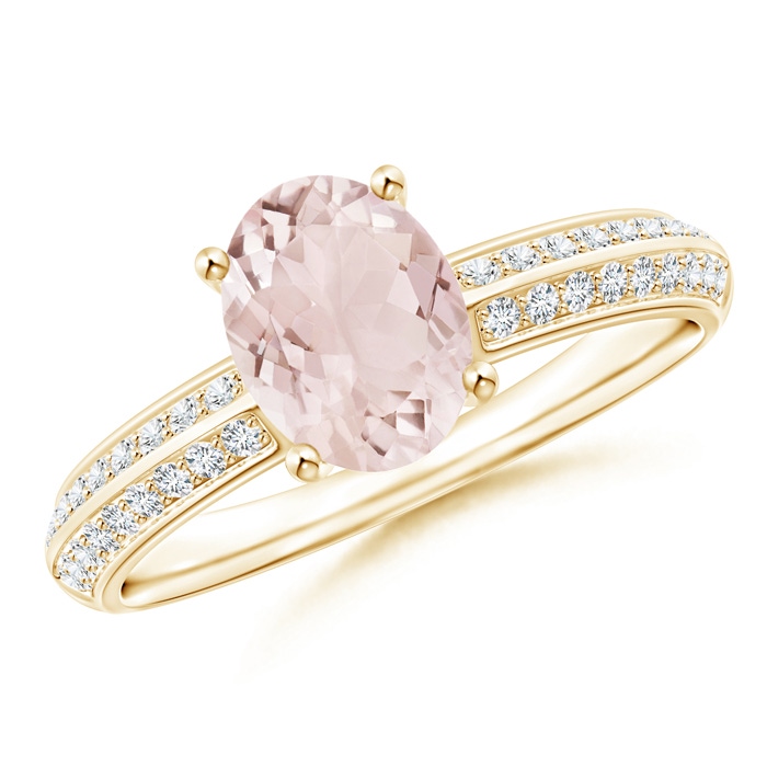 8x6mm A Classic Oval Morganite Knife Edge Ring in 9K Yellow Gold 