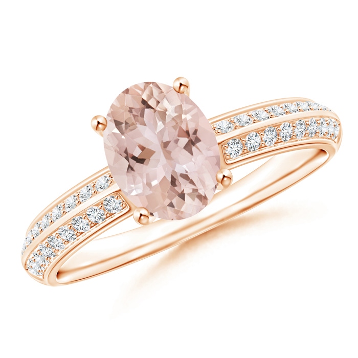 8x6mm AAA Classic Oval Morganite Knife Edge Ring in Rose Gold 