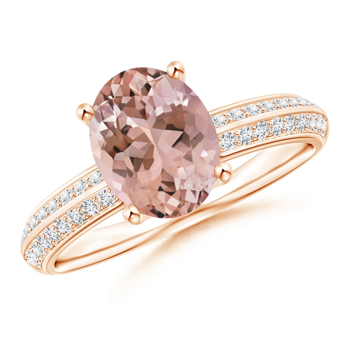9x7mm AAAA Classic Oval Morganite Knife Edge Ring in Rose Gold 