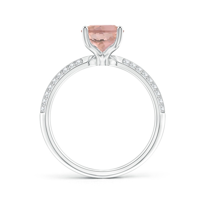 9x7mm AAAA Classic Oval Morganite Knife Edge Ring in White Gold product image