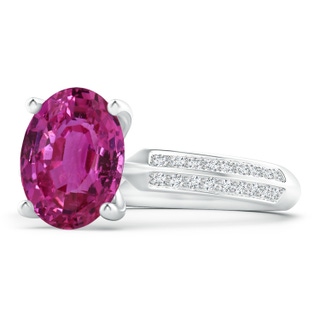 11.16x9.20x6.48mm AAA GIA Certified Classic Oval Pink Sapphire Knife Edge Ring in 18K White Gold