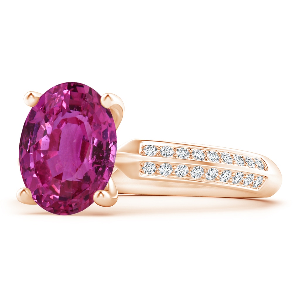11.16x9.20x6.48mm AAA GIA Certified Classic Oval Pink Sapphire Knife Edge Ring in Rose Gold