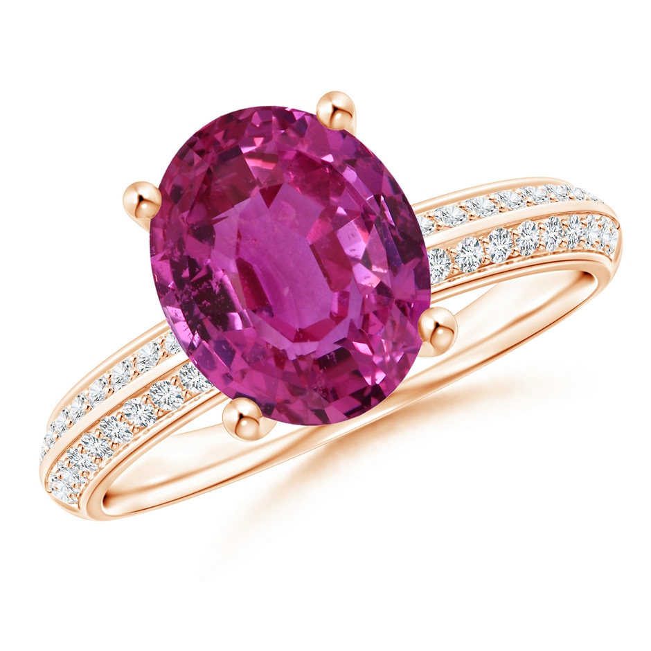 11.16x9.20x6.48mm AAA GIA Certified Classic Oval Pink Sapphire Knife Edge Ring in Rose Gold side-1