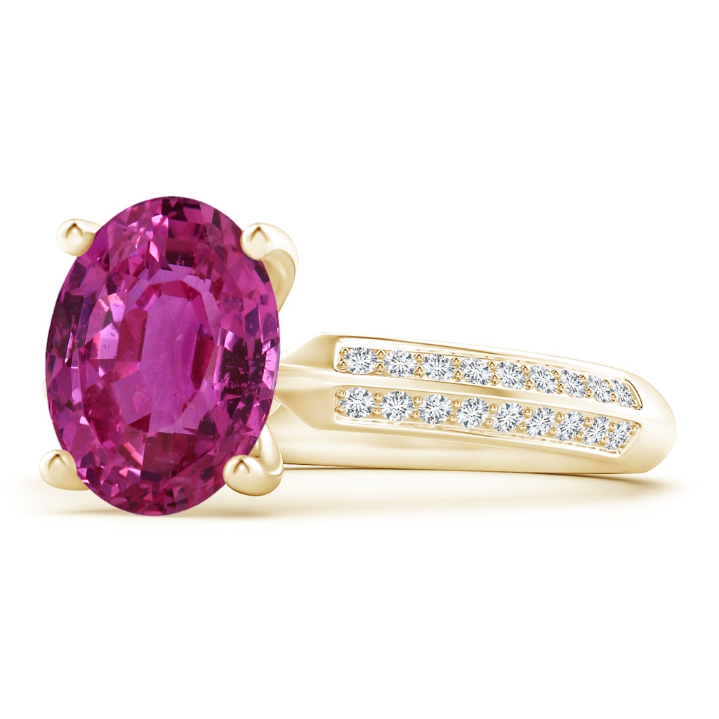11.16x9.20x6.48mm AAA GIA Certified Classic Oval Pink Sapphire Knife Edge Ring in Yellow Gold