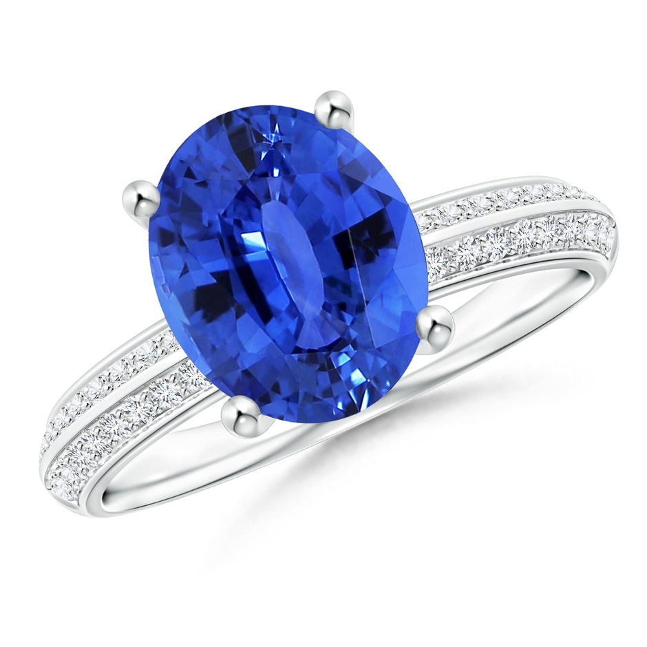 10.04x7.99x5.05mm AAAA GIA Certified Classic Oval Blue Sapphire Knife Edge Ring in 18K White Gold 