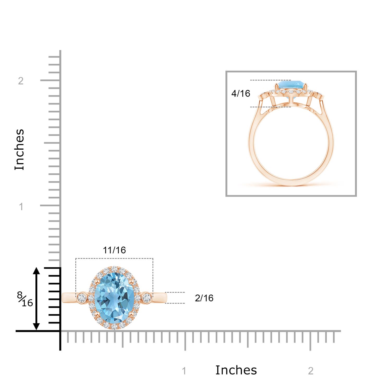 A - Swiss Blue Topaz / 3.52 CT / 14 KT Rose Gold