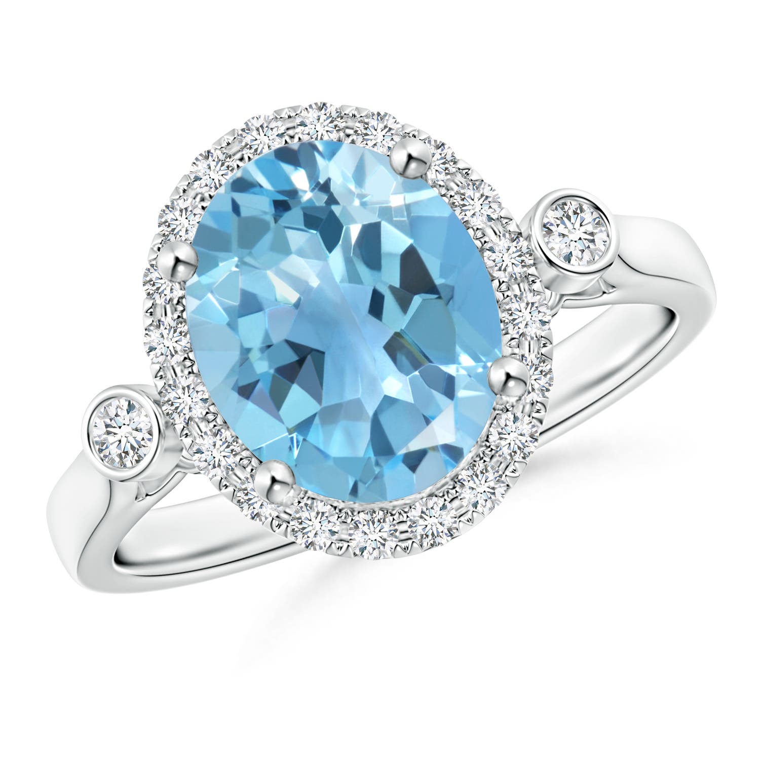 A - Swiss Blue Topaz / 3.52 CT / 14 KT White Gold