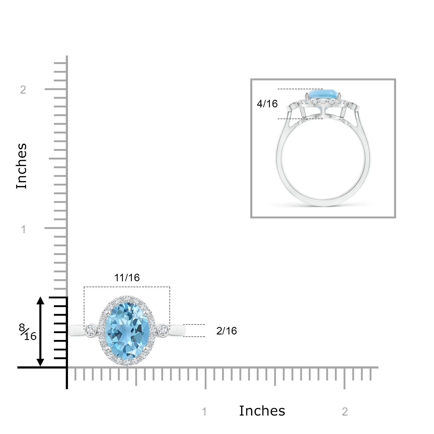 A - Swiss Blue Topaz / 3.52 CT / 14 KT White Gold