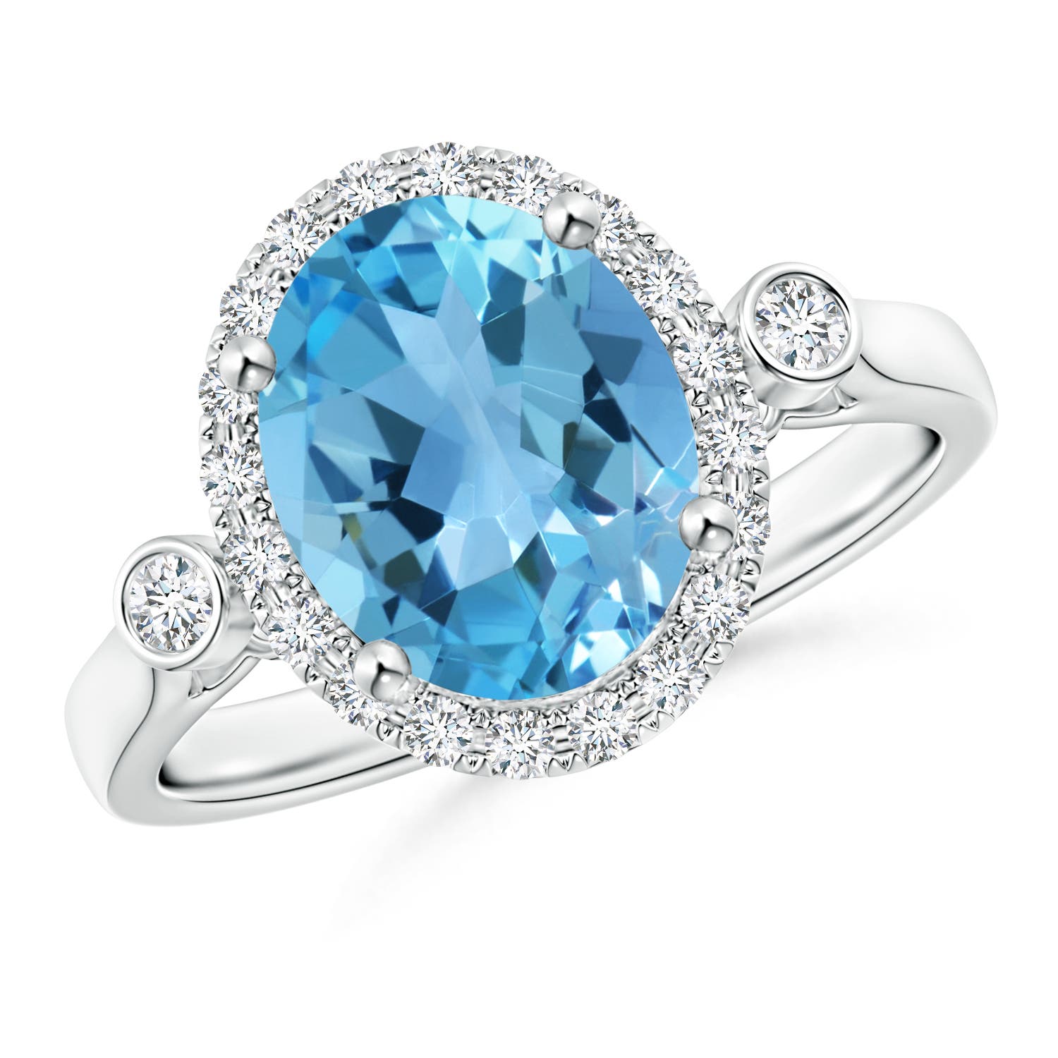 AA - Swiss Blue Topaz / 3.52 CT / 14 KT White Gold