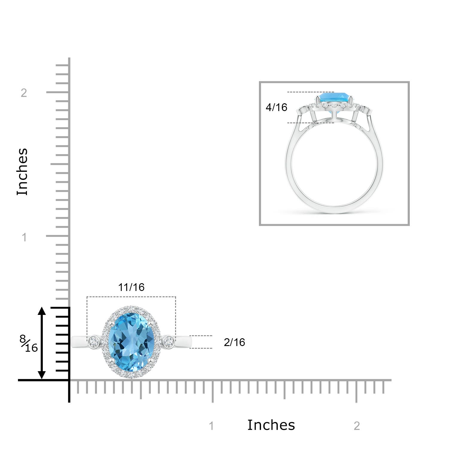 AA - Swiss Blue Topaz / 3.52 CT / 14 KT White Gold