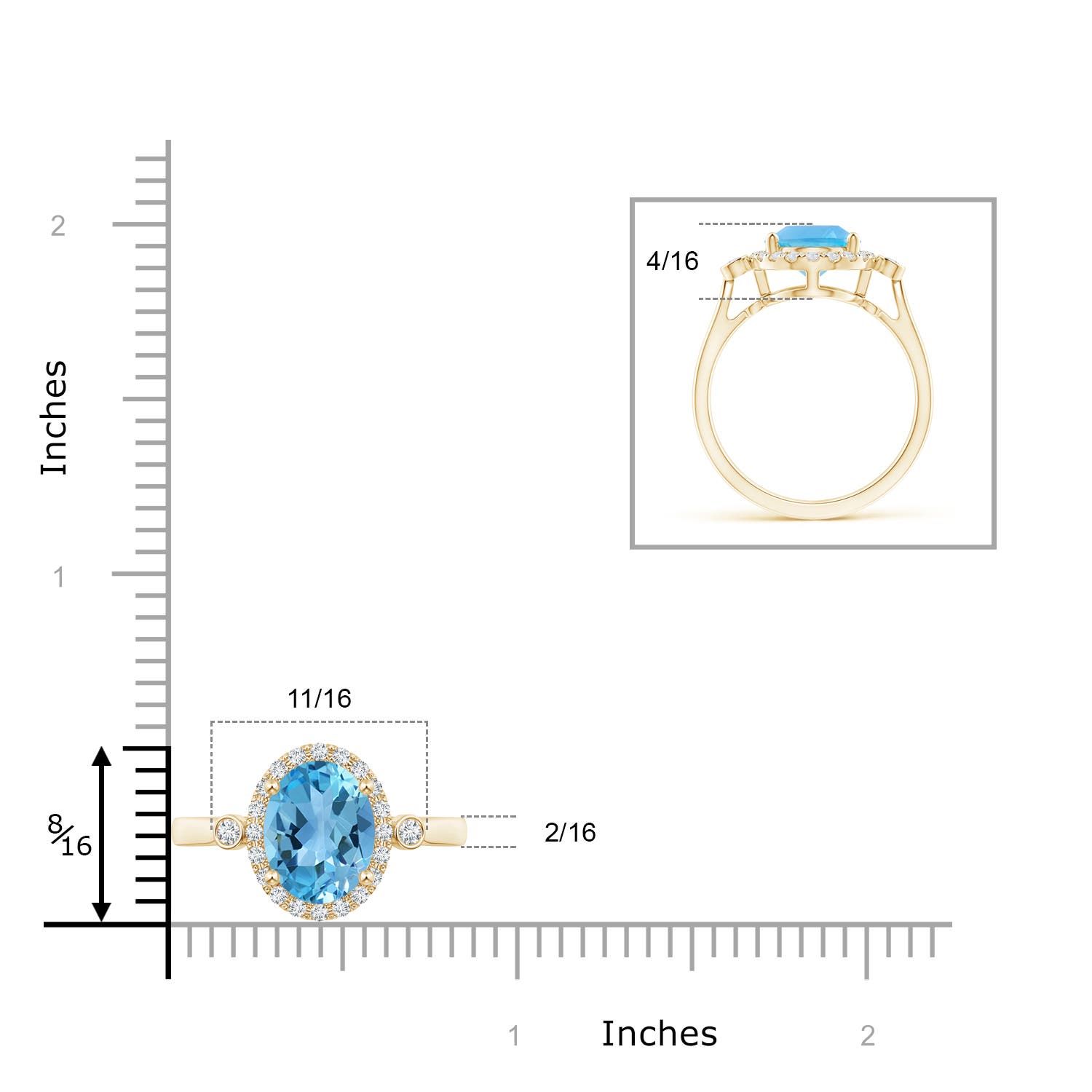 AA - Swiss Blue Topaz / 3.52 CT / 14 KT Yellow Gold