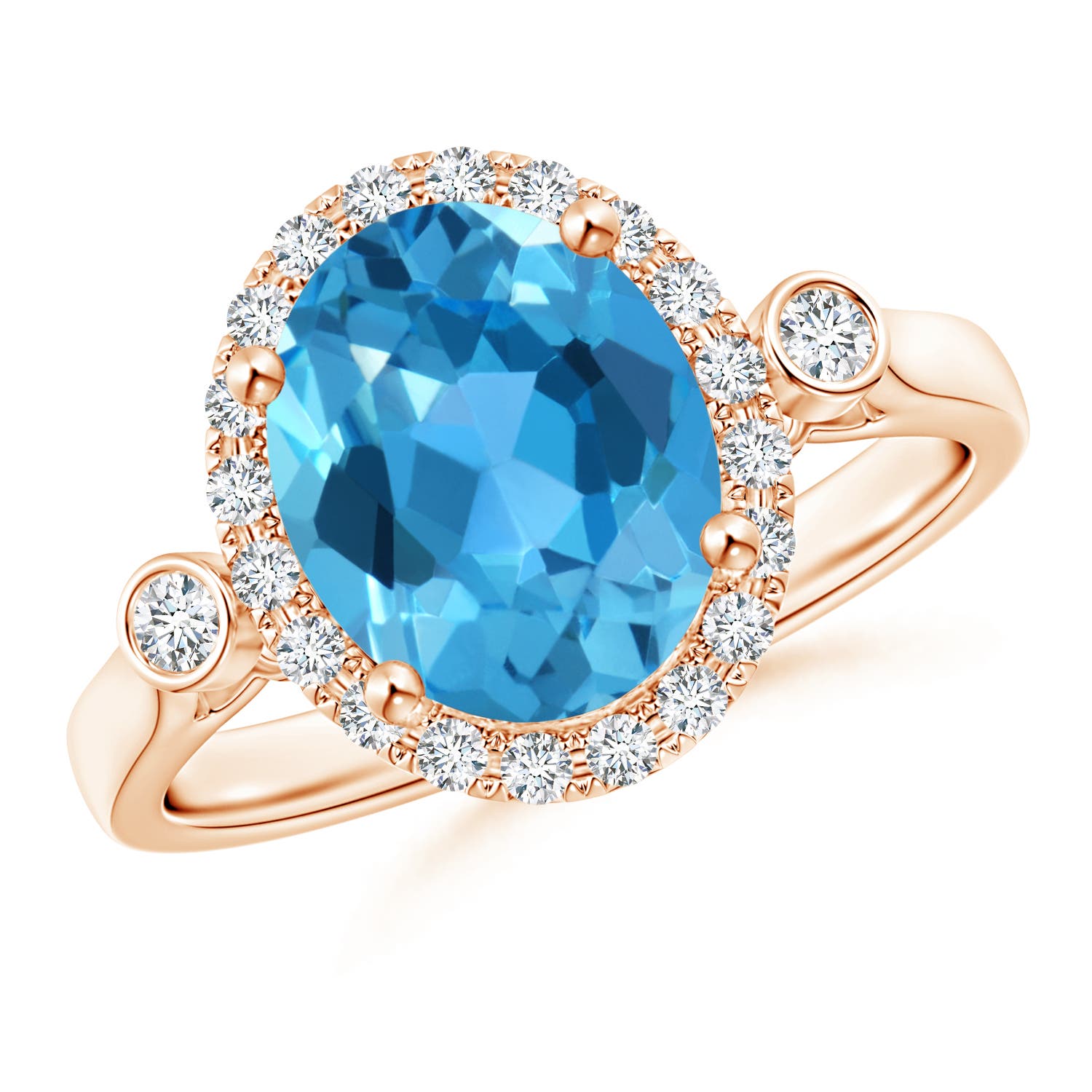 AAA - Swiss Blue Topaz / 3.52 CT / 14 KT Rose Gold