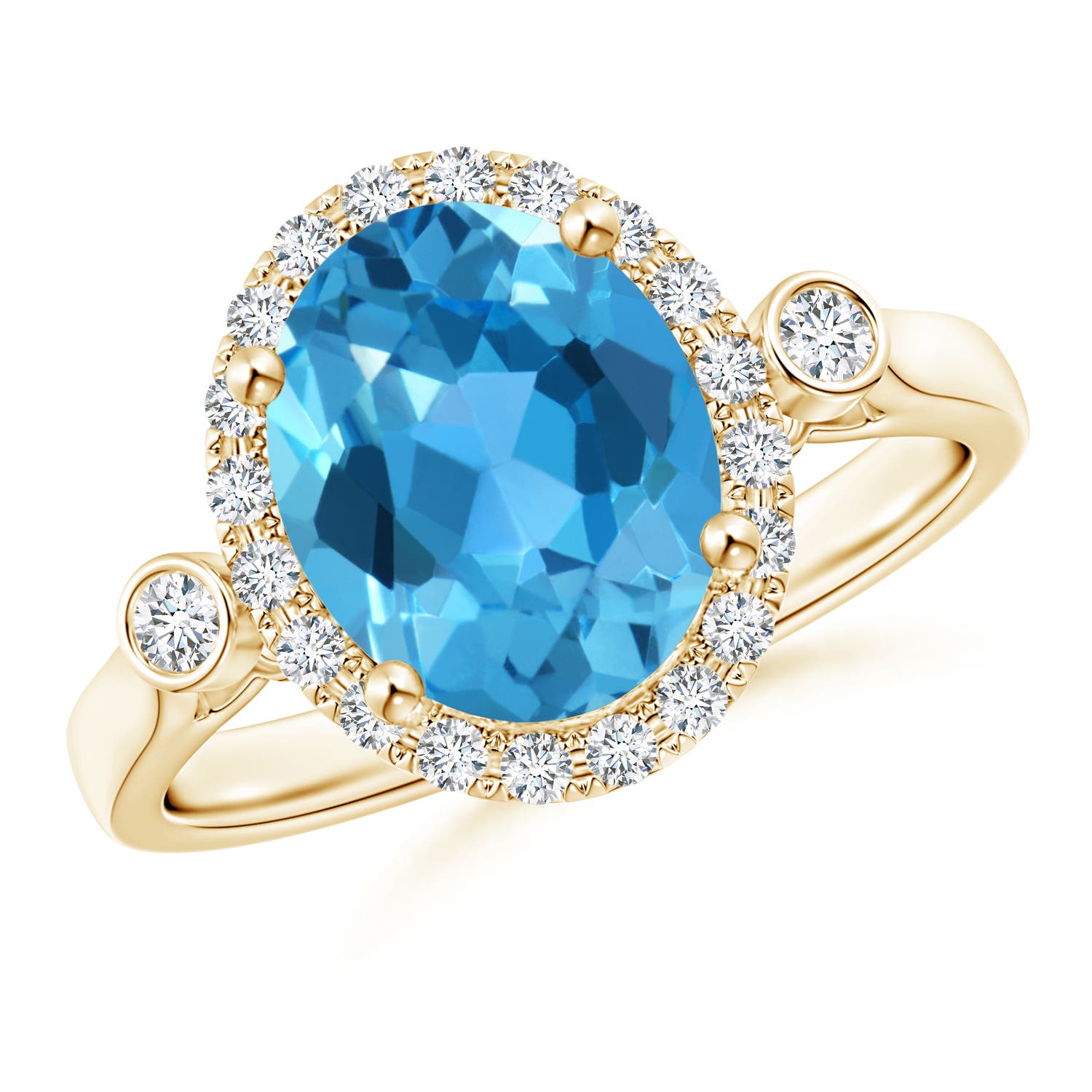 AAA - Swiss Blue Topaz / 3.52 CT / 14 KT Yellow Gold