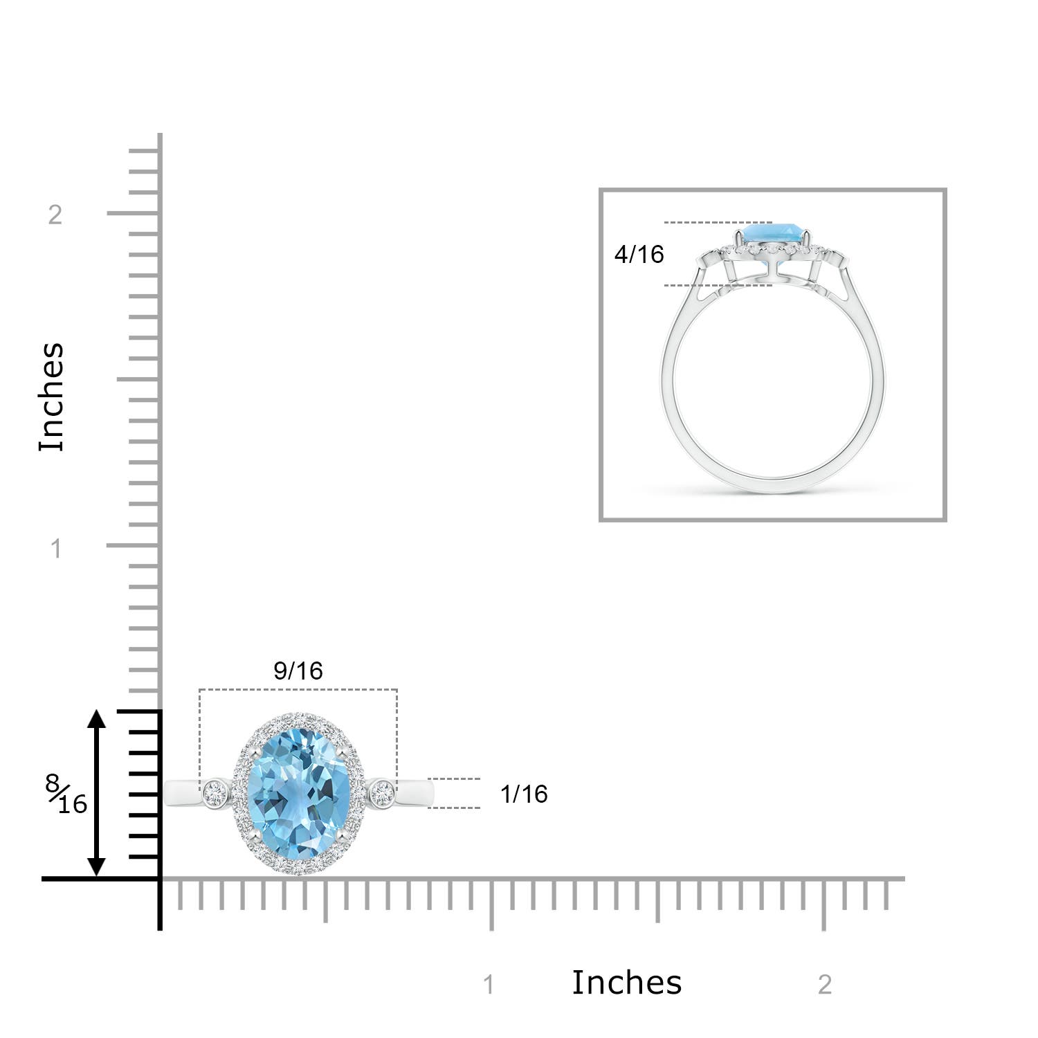 A - Swiss Blue Topaz / 2.46 CT / 14 KT White Gold