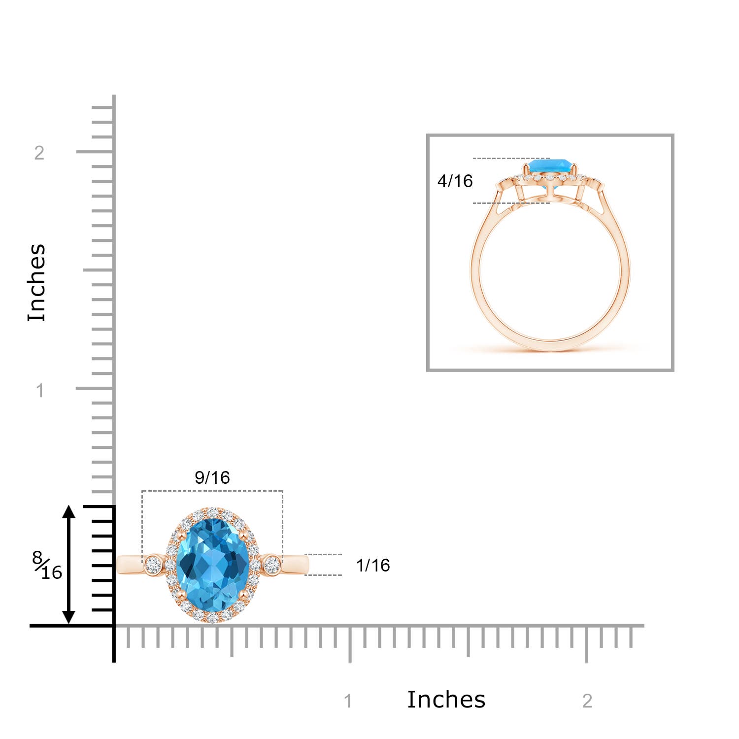 AAA - Swiss Blue Topaz / 2.46 CT / 14 KT Rose Gold