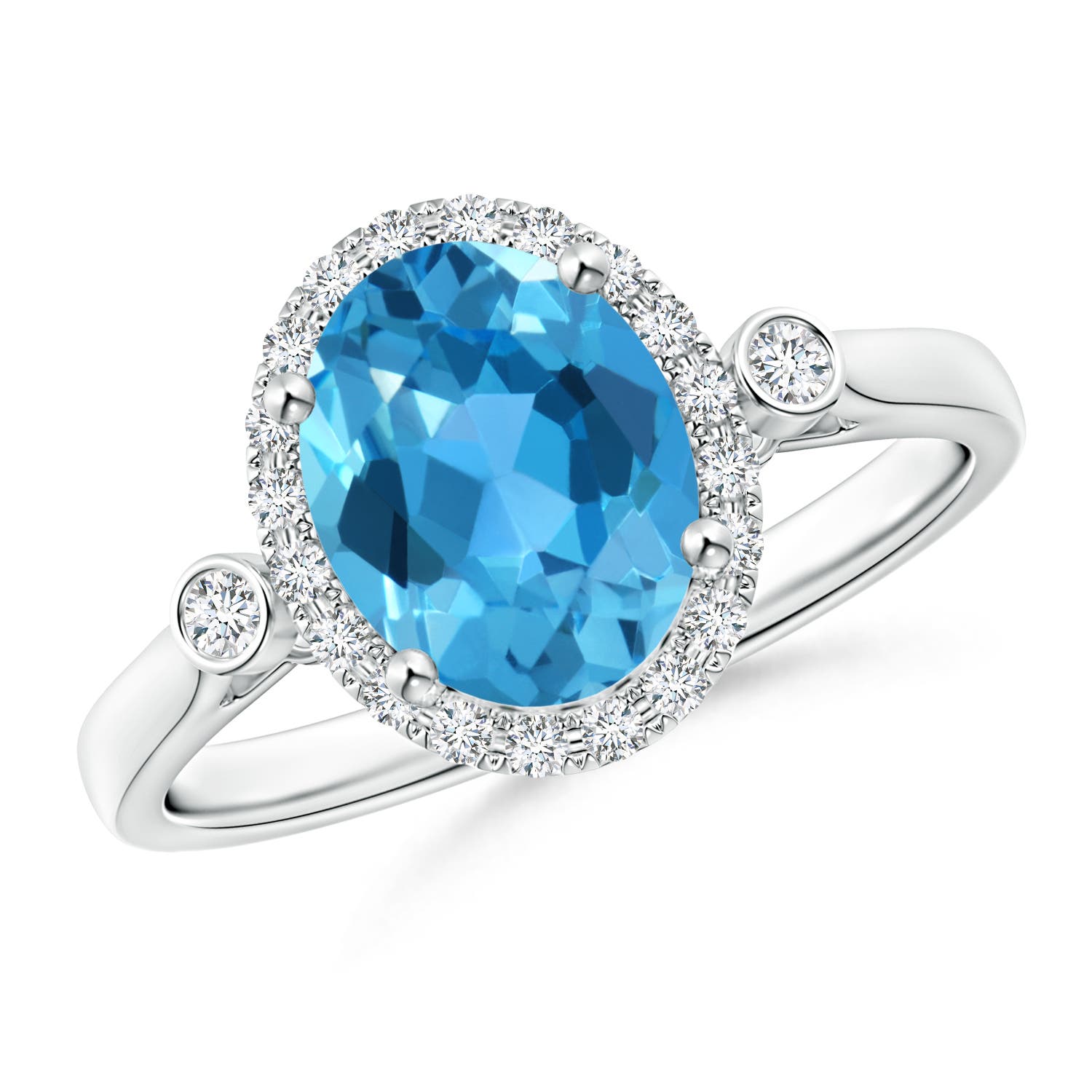 AAA - Swiss Blue Topaz / 2.46 CT / 14 KT White Gold