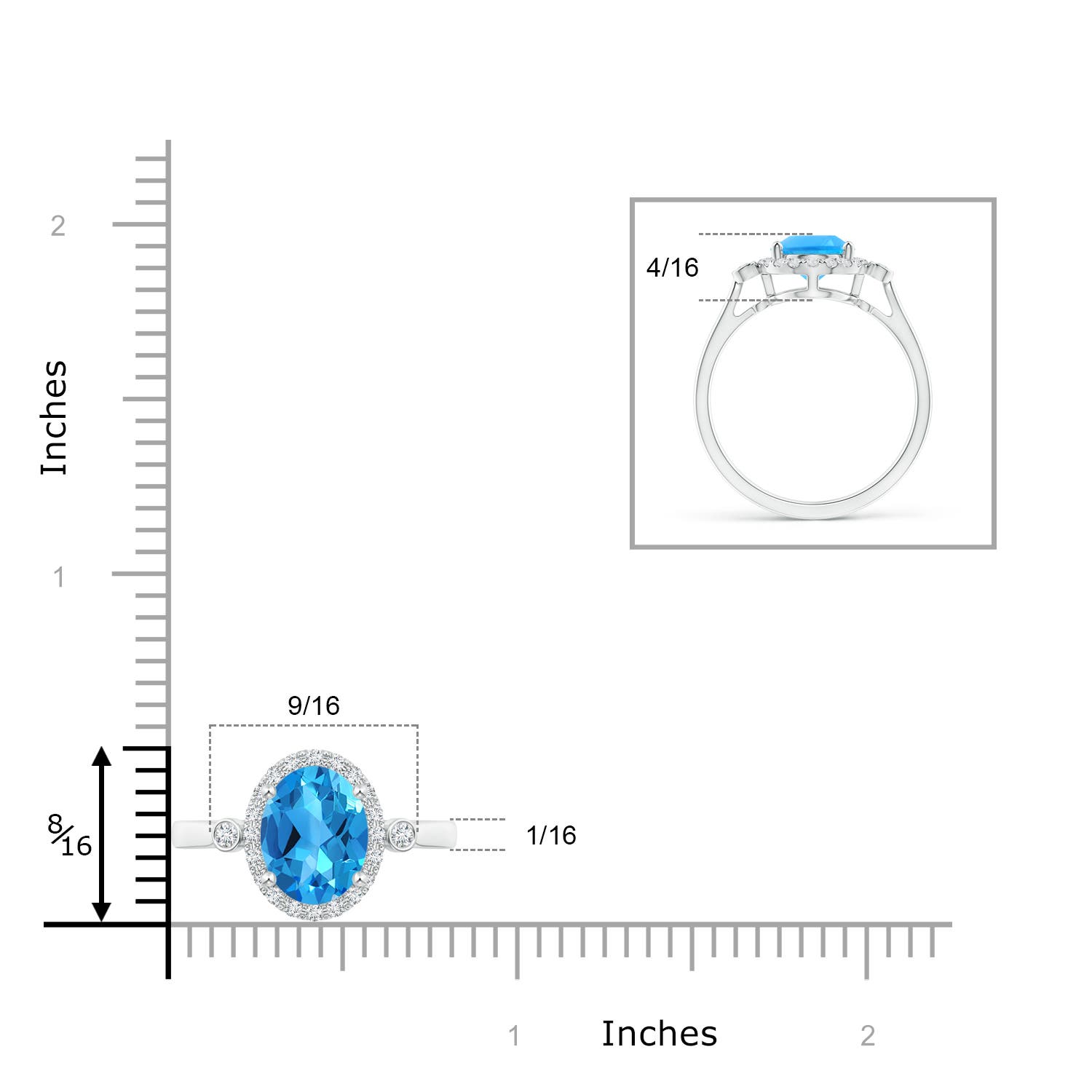 AAAA - Swiss Blue Topaz / 2.46 CT / 14 KT White Gold