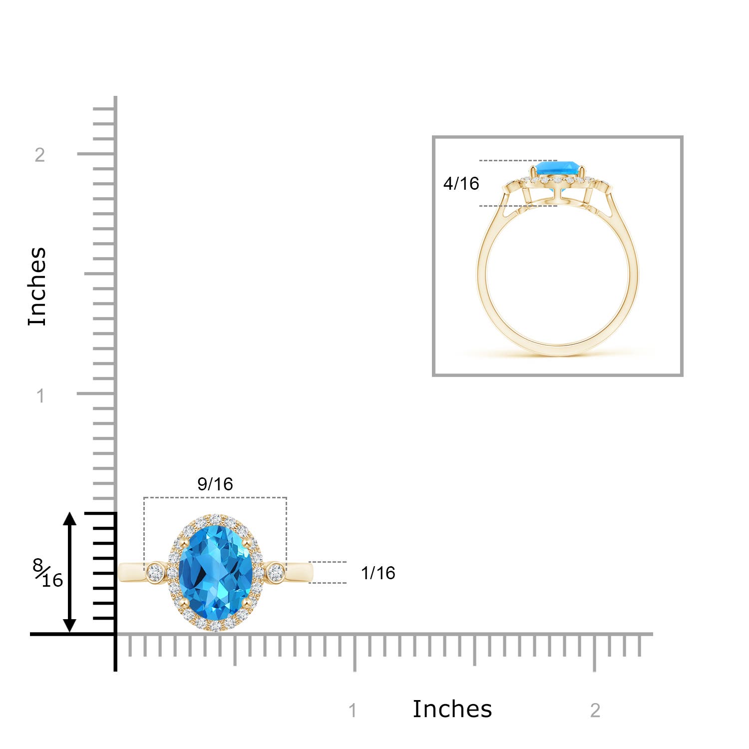 AAAA - Swiss Blue Topaz / 2.46 CT / 14 KT Yellow Gold