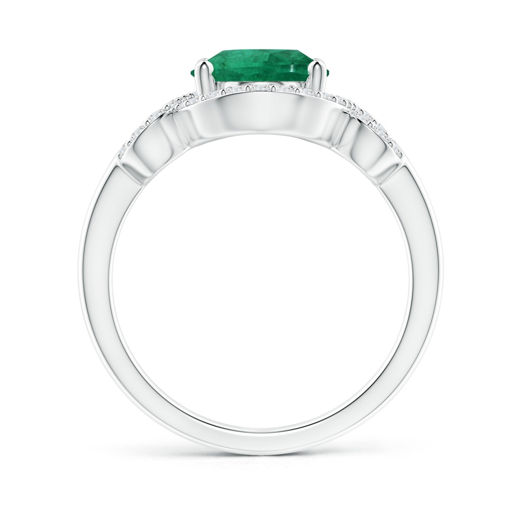 9.61x7.47x5.59mm AA GIA Certified Oval Emerald Scroll Ring with Diamond Halo in White Gold Side 199