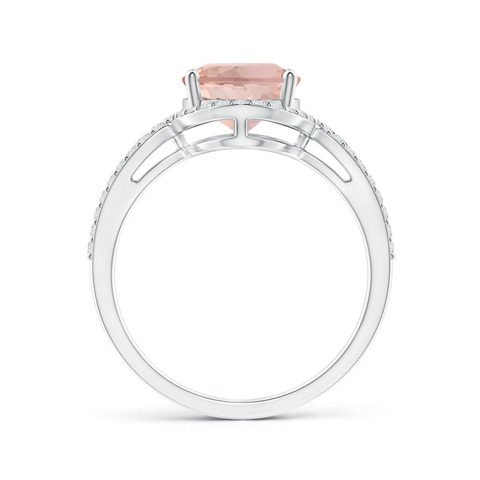 10x8mm AAA Oval Morganite Split Shank Ring with Diamonds in P950 Platinum side 199