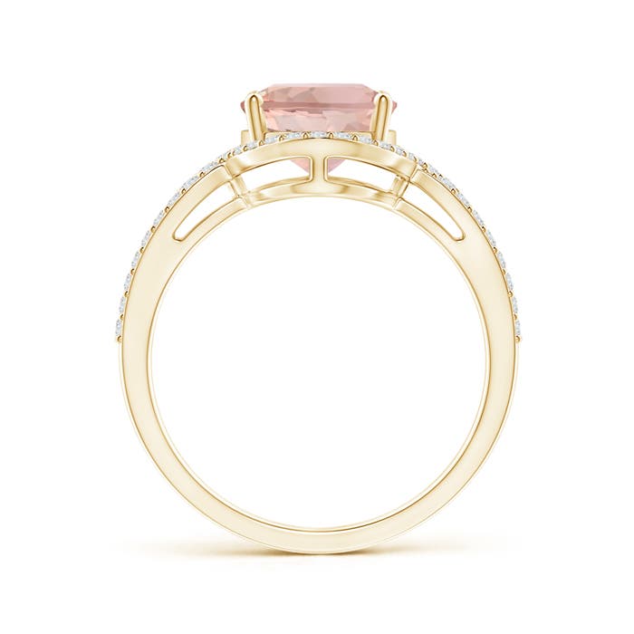10x8mm AAA Oval Morganite Split Shank Ring with Diamonds in Yellow Gold