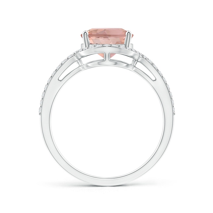 10x8mm AAAA Oval Morganite Split Shank Ring with Diamonds in P950 Platinum side 199