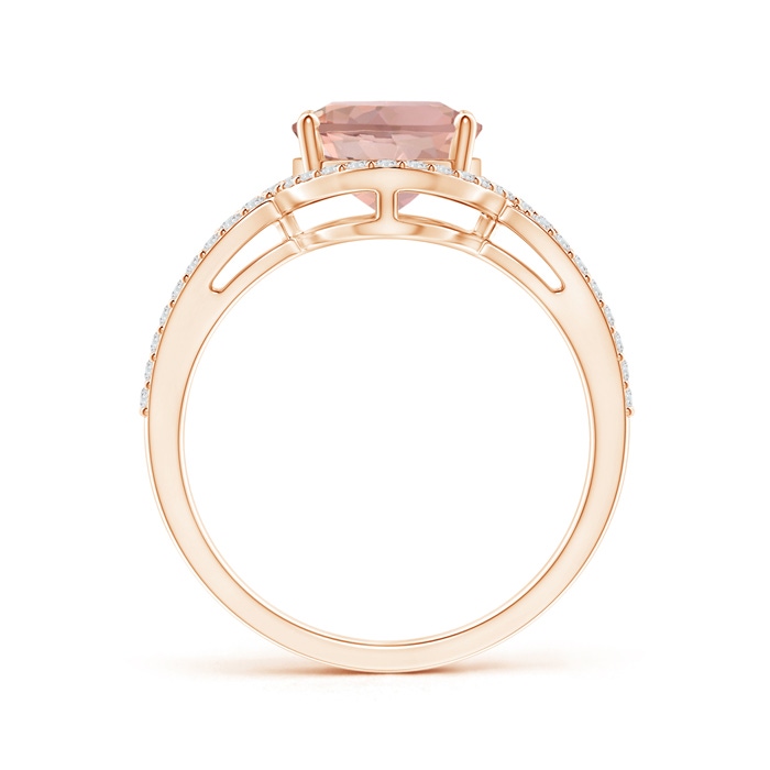 10x8mm AAAA Oval Morganite Split Shank Ring with Diamonds in Rose Gold - side 199