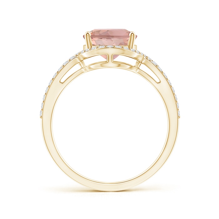 10x8mm AAAA Oval Morganite Split Shank Ring with Diamonds in Yellow Gold - side 199