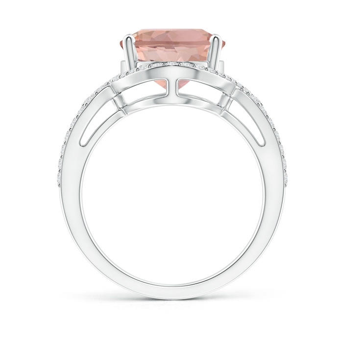 12x10mm AAAA Oval Morganite Split Shank Ring with Diamonds in P950 Platinum side 199