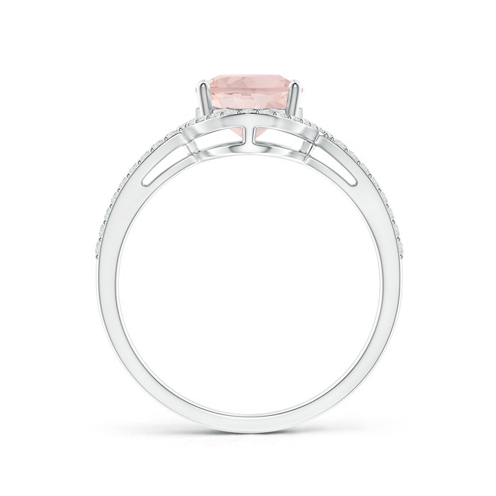 9x7mm A Oval Morganite Split Shank Ring with Diamonds in White Gold side 199