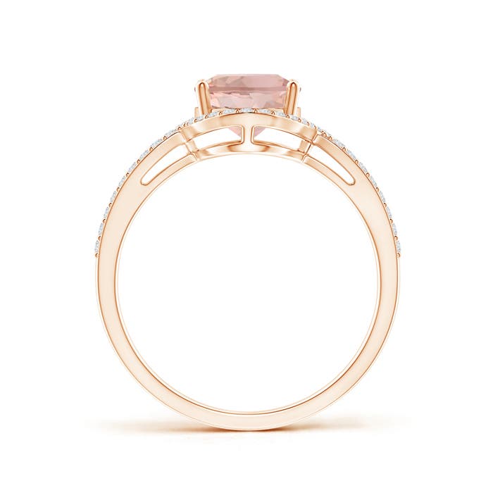 9x7mm AAA Oval Morganite Split Shank Ring with Diamonds in Rose Gold
