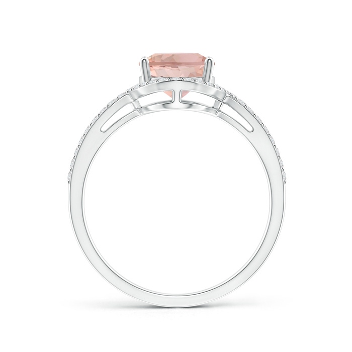 9x7mm AAA Oval Morganite Split Shank Ring with Diamonds in White Gold side 199