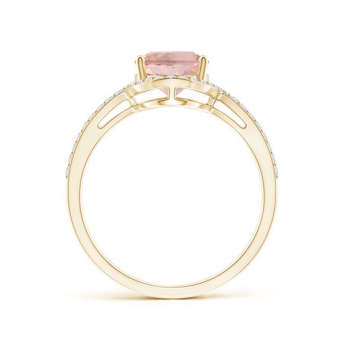 9x7mm AAA Oval Morganite Split Shank Ring with Diamonds in Yellow Gold side 199