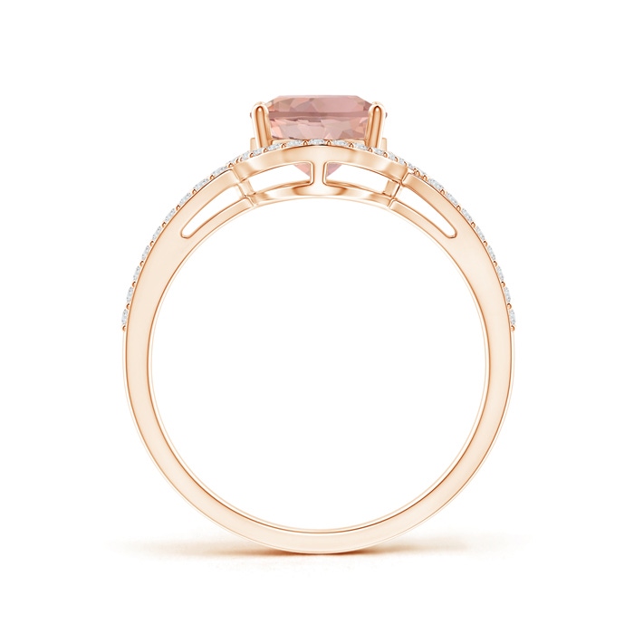9x7mm AAAA Oval Morganite Split Shank Ring with Diamonds in Rose Gold side 199
