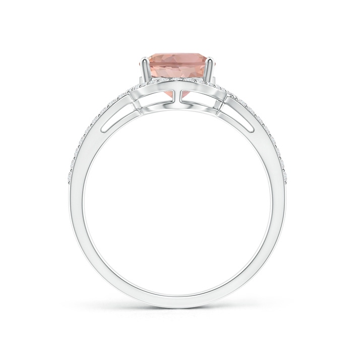 9x7mm AAAA Oval Morganite Split Shank Ring with Diamonds in White Gold - side 199