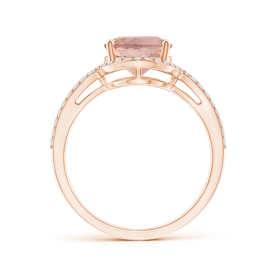16x12mm AAAA Oval Morganite Split Shank Ring with Diamond Halo in 18K Rose Gold side 199
