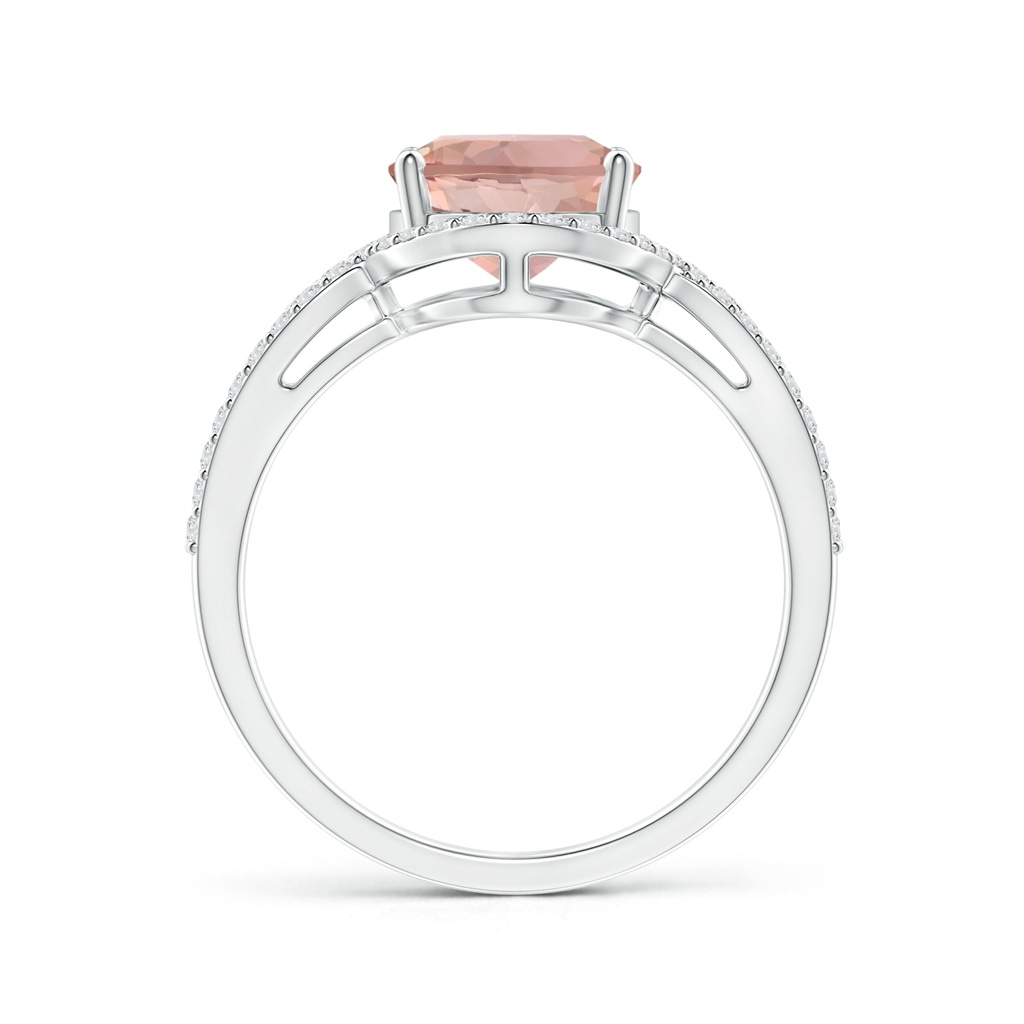 16x12mm AAAA Oval Morganite Split Shank Ring with Diamond Halo in White Gold - side 199