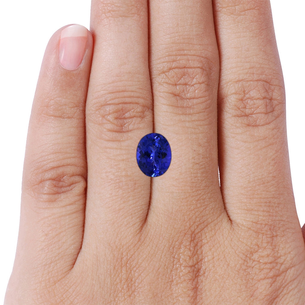 10.06x8.01x5.44mm AAAA GIA Certified Oval Tanzanite Split Shank Ring with Diamond Halo in P950 Platinum Side 699