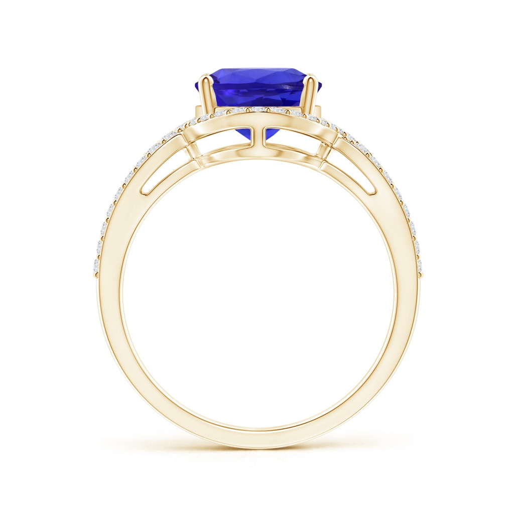10.06x8.01x5.44mm AAAA GIA Certified Oval Tanzanite Split Shank Ring with Diamond Halo in Yellow Gold Side 199