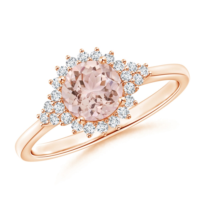 6mm AAA Classic Morganite Engagement Ring with Floral Halo in Rose Gold 