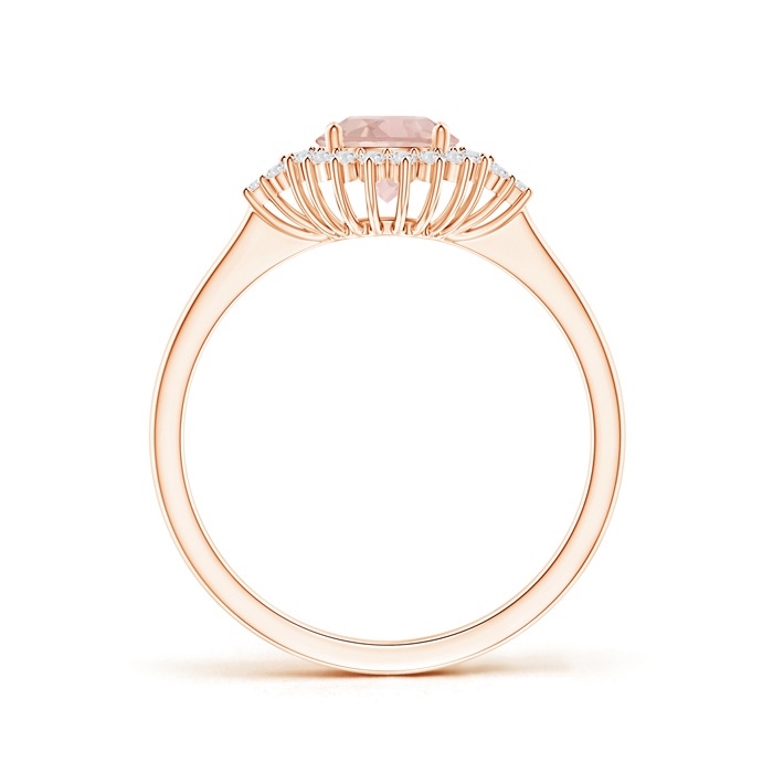6mm AAA Classic Morganite Engagement Ring with Floral Halo in Rose Gold side-1